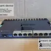 mikrotik-rb5009ugsin-router-ports-and-sfp-slot Front view of MikroTik RB5009UG+S+IN router showing Ethernet and SFP ports