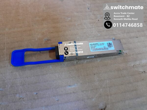 huawei-osn010n24-02312bss-part-number-label Huawei OSN010N24 02312BSS part number label on 100G QSFP28 transceiver